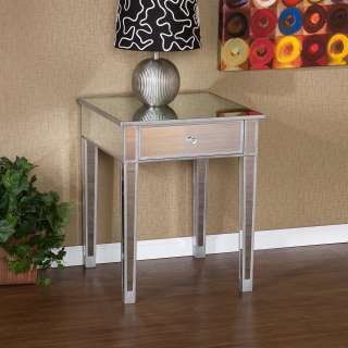 Mirage Mirrored Accent Side End Table Mirror Nightstand SEI Furniture 