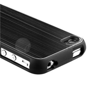 Black Aluminum CASE+MIRROR GUARD For iPhone 4 4S 4G 4GS  