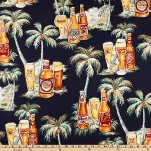  44 Wide Tropical Broadcloth Happy Hour Navy Fabric By 