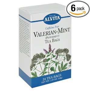 Alvita Herbal Teas, Valerian Mint (Peppermint), 24 Count Tea Bags 