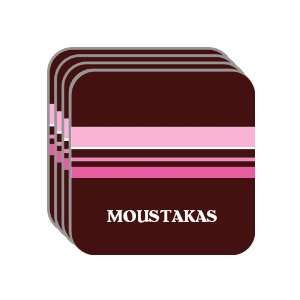 Personal Name Gift   MOUSTAKAS Set of 4 Mini Mousepad Coasters (pink 