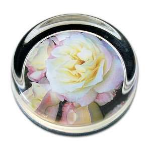  Hint of Pink   Small Round Glass Paperweight