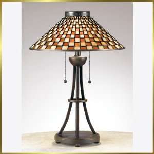 Tiffany Table Lamp, QZTF6958VA, 2 lights, Antique Bronze, 16 wide X 