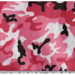  60 Wide Wavy Fur Camo Pink/White Fabric By The Yard 