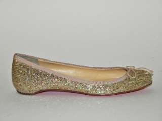   LOUBOUTIN Sonietta Gold Glitter Flat Ballet Shoe 36 NIB  