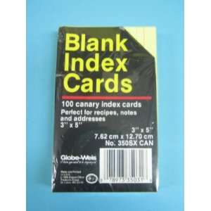  Globe Weis, 351SX CAN, Ruled, Index Cards, 3 x 5, Canary 