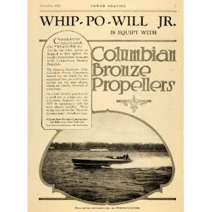  1920 Ad Columbian Bronze Propellers Whip Po Will Boat 