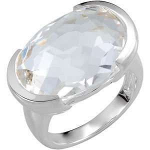   Silver 20.00X15.00Mm Genuine Checkerboard Whit Quartz Ring Jewelry