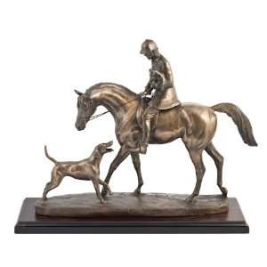   Bronze Horse Jockey Dog Hitching A Ride David Geenty
