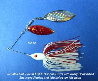 oz. Spinner Bait White / Red fishing lure bass R  