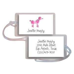  personalized luggage tags   pink poodle tag
