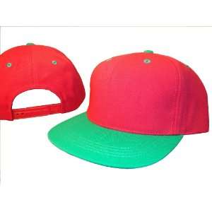  Red & Kelly Green Vintage Style Snap Back Flat Bill 
