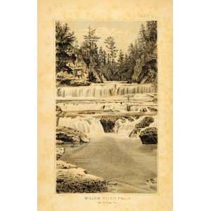  1882 Willow River Falls St. Croix County Wis. Engraving 