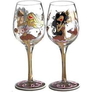  Bottoms Up 15 Ounce Choc a holics Handpainted Wine Glass 
