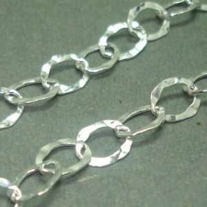  Sterling silver 6x8mm hammered oval chain 1 foot 