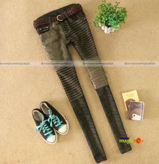 Women Fashion Slim Fit Faux Leather Pencil Jeans Pants Trousers 2 