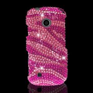 LG Beacon/Cosmos Touch Pink Zebra Diamond Crystal Bling Case Mobile 