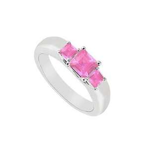  Three Stone Pink Sapphire Ring  14K White Gold   0.25 CT 