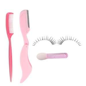   False Eyelashes Pink Eyebrow Razors Trimmer Comb Brush Tool Beauty