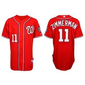  Washington Nationals #11 Zimmerman Red 2011 MLB Authentic 