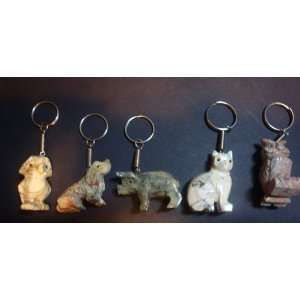   Piece Hand Carved Soapstone Miniature Animal Figurines Keychain 1.5h