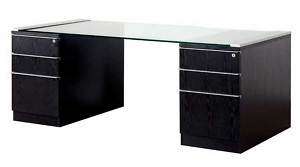 All Wood Modern Glass Executive Office Desk, #FR SYS D1  