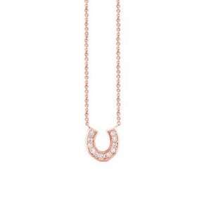 Meira T 14K Rose Gold & Pave Diamond Horseshoe Charm Necklace