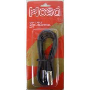  HOSA PREMIUM MIDI CABLE   MIDI CABLE, Metal Plugs, 5 ft 