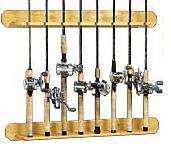 Freshwater Wall Mount Pine Fishing Rod/Pole Rack  8 rod  
