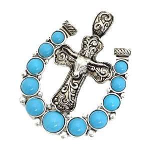   Burnished Silver Metal; Turquoise Beading; Magnetic Hinge Jewelry
