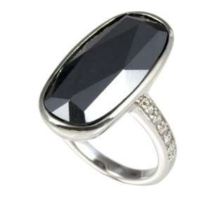  Merii Sterling Silver Hematite & Cubic Zirconia Ring 