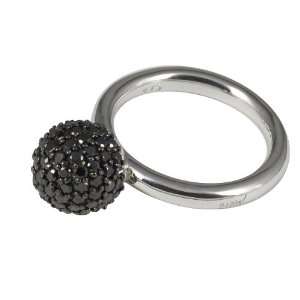  Merii Sterling Silver Black Cubic Zirconia Ball Ring 