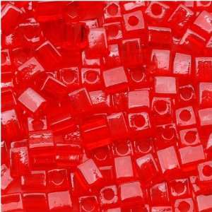  Miyuki 4mm Glass Cube Beads Transparent Red #140 10 Grams 