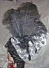 Black Ostrich Feather Marie Antoinette Hair Clip BWD01  