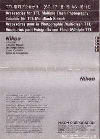 Nikon Accessories SC 17, 18, 19, AS 10, AS 11 Inst  