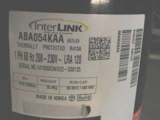 InterLINK ABA054KAA 54KBTU R410A 1 PH Scroll Compressor  