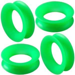40mm gauge   Green Implant grade silicone Double Flared Flare Tunnels 