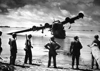 Japanese Seaplane Battle of Makin   WWII USCG Photo  