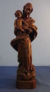   BEAUTIFUL MADONNA WITH CHILD WOOD CARVED FIGURE BLACK FOREST 1930 s