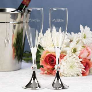 Crystal Ball Wedding Toasting Flutes Glasses Elegant Reception Toast 