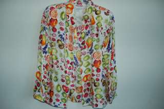 MAGGY LONDON Womens Silk Blouse Top Shirt Fruits 10  