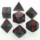 Chessex Polyhedral 7 Dice Set Velvet Black w/ red   