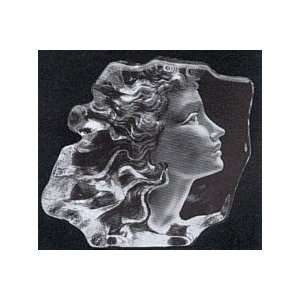 Large Girl Etched Crystal Sculpture by Mats Jonasson 