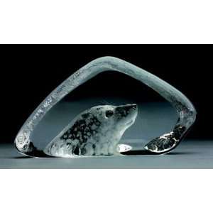   Small Seal Etched Crystal Sculpture by Mats Jonasson