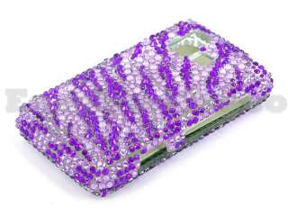 Crystal Bling Case Cover LG VX9700 Dare Purple Zebra  