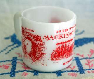 Vintage Federal Mackinac Island Milk Glass Coffee Mug  