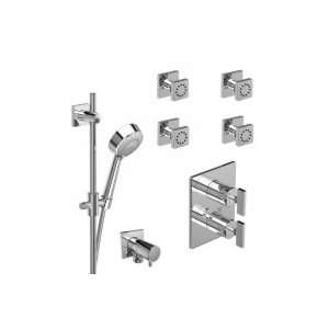 Riobel 1/2 Thermostatic System with Hand Shower Rail and 4 Body Jets 