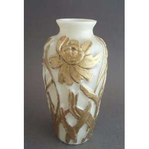  Consolidated Glass Martele Gold Opaque Vase Jonquil 1920s 