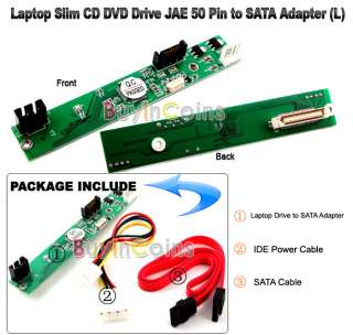 Laptop Slim CD DVD Drive JAE 50 Pin to SATA Adapter (L)  