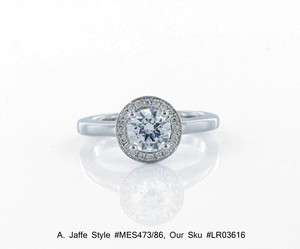 Jaffe #MES473 18k White Gold, 0.11 CTW Diamond Engagement Ring w 